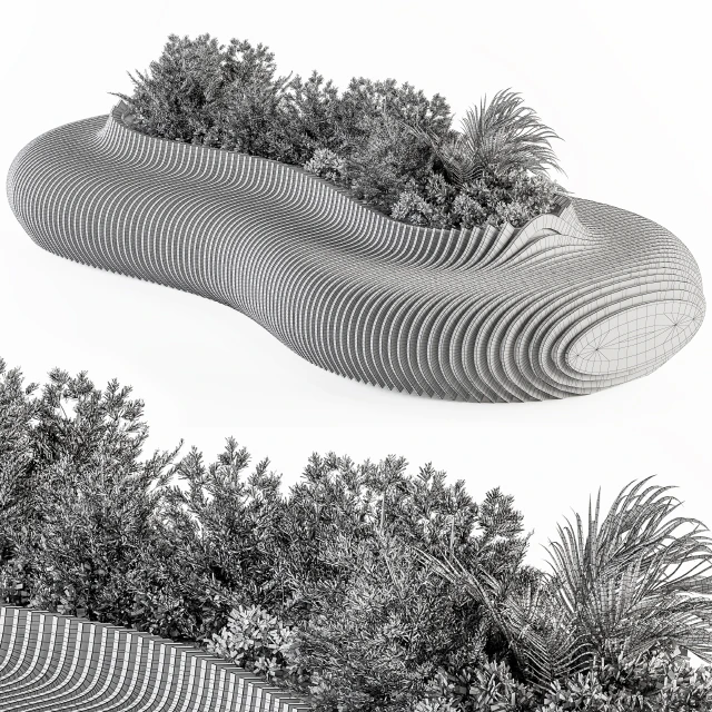 Urban Furniture / Parametric Bench with Plants- Set 22 — Descargar