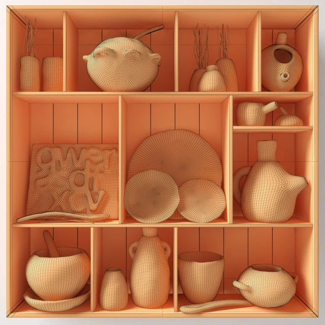 Dishes clay rack n3 / Rack with clay dishes — Descargar
