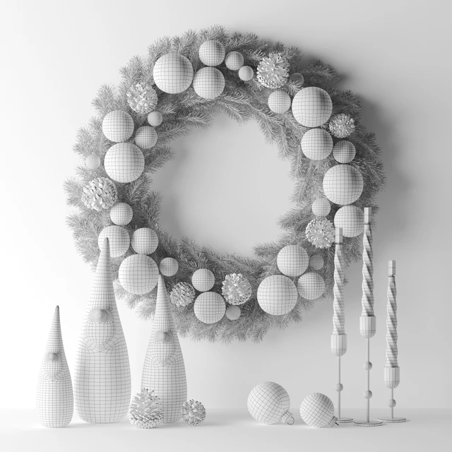 Christmas decor with candles and wreath — Descargar