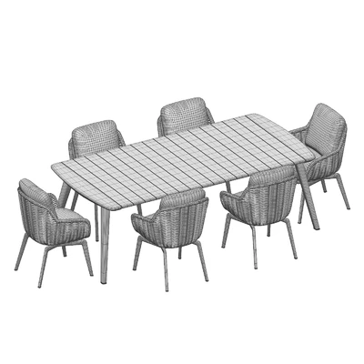 Outdoor Garden Woven Dining Set Belt Cord — Вид 5
