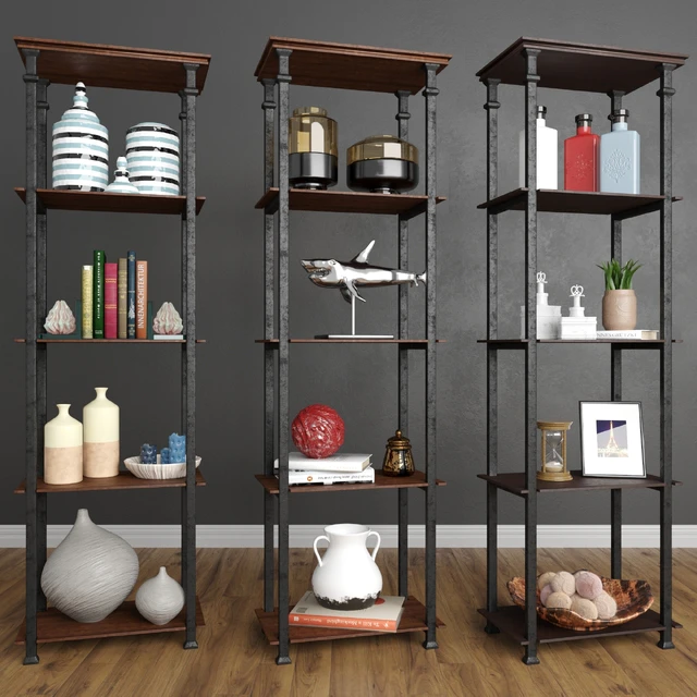 Loft style shelving unit with figurines, books and vases 11 — Descargar
