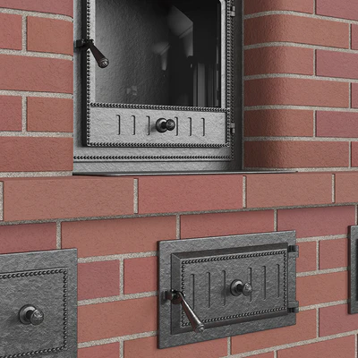 Дровяная печь-камин Stove кирпичная с хлебной камерой — Вид 3