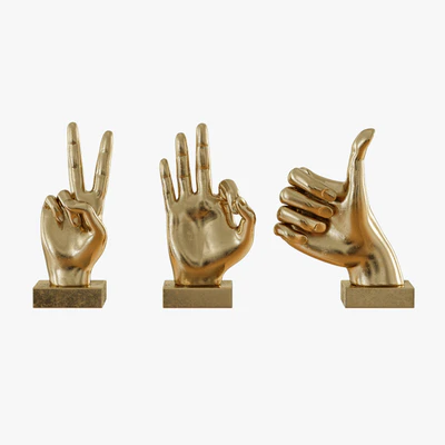 Metallic Hand 3 Piece Figurine Set — Ver 1