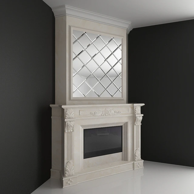 Corner fireplace with a mirror facet — Descargar