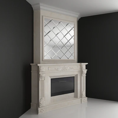Corner fireplace with a mirror facet — Ver 1