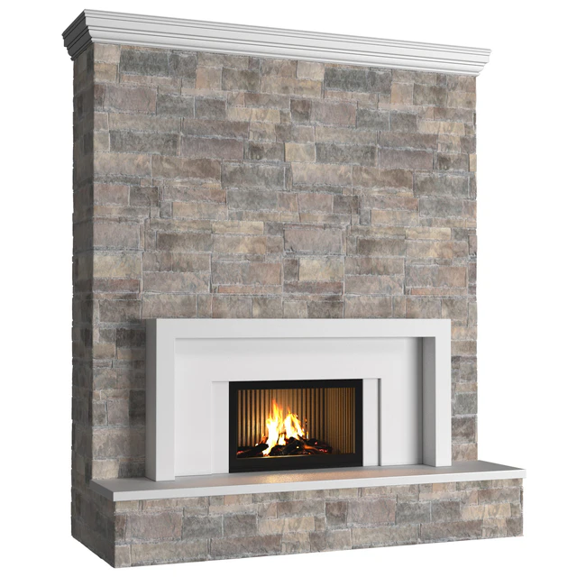 Камин в классическом стиле с каменной стеной.Stonework Fireplace modern ArtDeco — Скачать