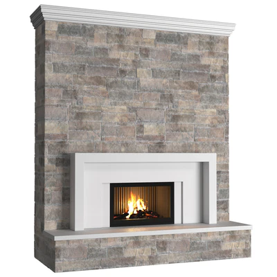 Камин в классическом стиле с каменной стеной.Stonework Fireplace modern ArtDeco — Вид 5
