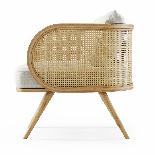 Wooden rattan lounge chair C20 by Bpoint Design / Rattan chair — Descargar