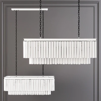Restoration Hardware 1920S ODEON SMOKE GLASS FRINGE RECTANGULAR CHANDELIER 40 Black — Вид 2