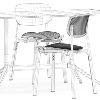 Colander chair and wood chair and Elephant table by Kristalia — Ver 4