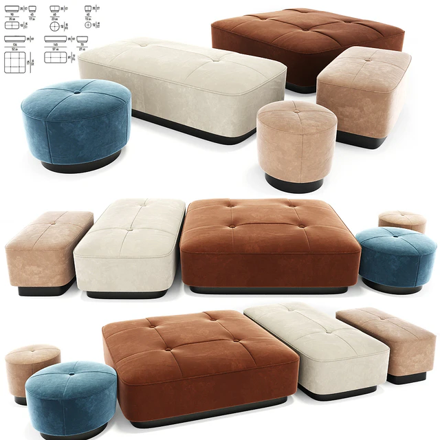 Minotti Jacques Poufs Set — Descargar