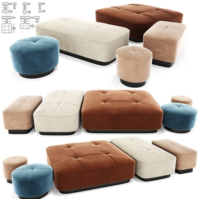 Minotti Jacques Poufs Set — Ver 1