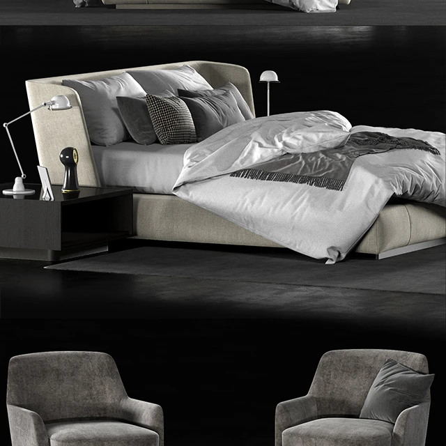 Minotti creed bed, Minotti Jacques chair — Descargar