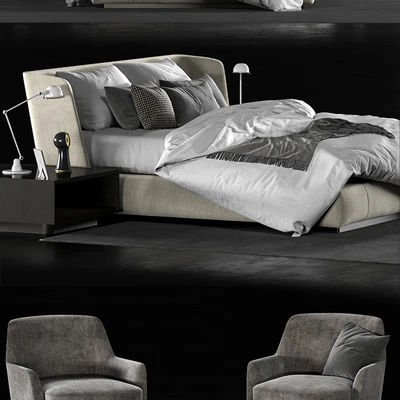 Minotti creed bed, Minotti Jacques chair — Ver 3