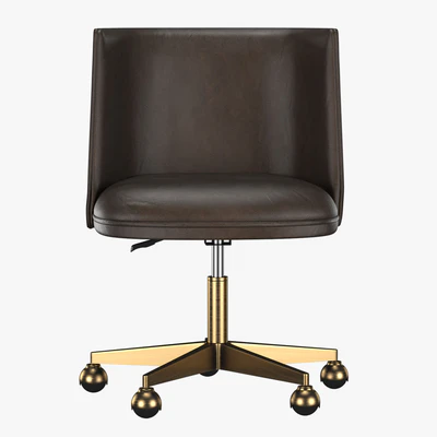 KINNEY LEATHER DESK CHAIR - ANTIQUED BRASS — Вид 3