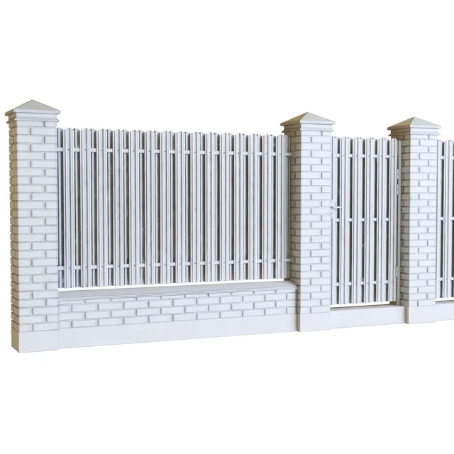Brick fence with euro picket fence — Descargar