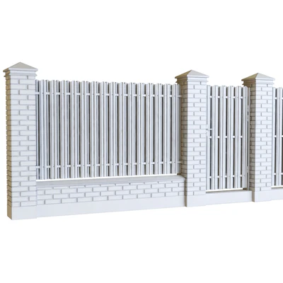 Brick fence with euro picket fence — Ver 3