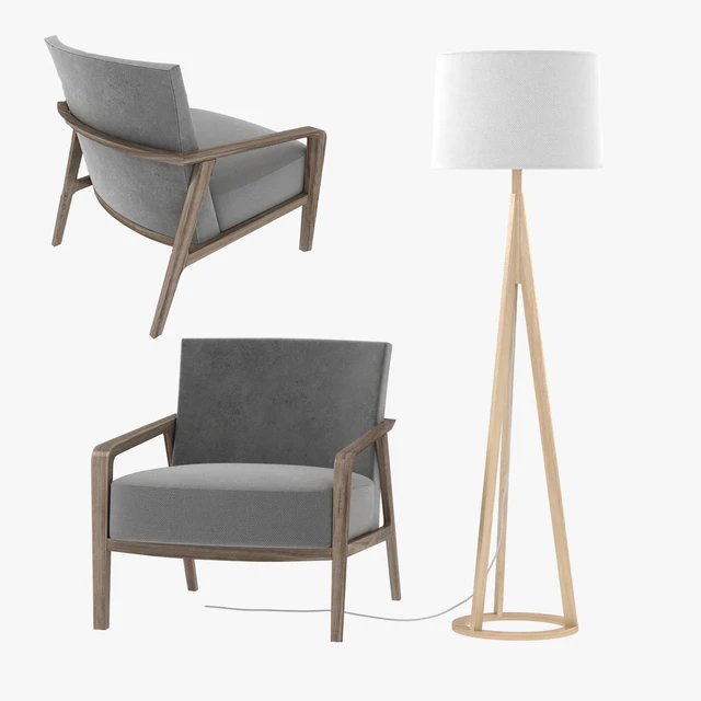 Riva 1920 noble armchair and Jackson Floor Lamp by Crate and Barrel — Скачать