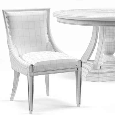 Stockton Ivory Lacquered Dining Chair, Maxime French Round Dining Table — Ver 3