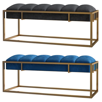 Southern Enterprises Mona Chrome Upholstered Bench — Вид 1