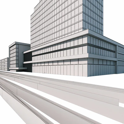Office building. Day Night | Light traces — Ver 3