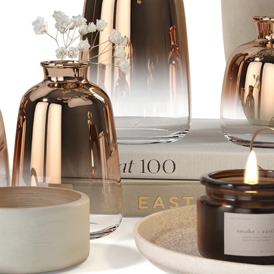 Decorative set Gold plated Translucent Glass Vases — Ver 4