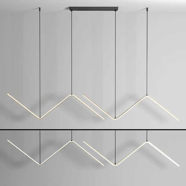 Zigzag Pendant Light Fixture Minimalism Aluminum Dining Room LED Ceiling Light in Black — Descargar