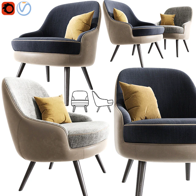 375 Walter Knoll Armchair With Pillow — Descargar