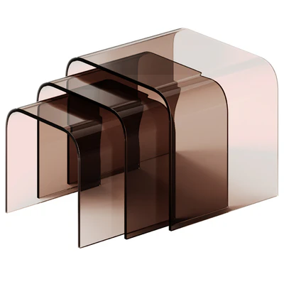 Tonin Casa ANEMONE Glass coffee tables Set — Ver 4