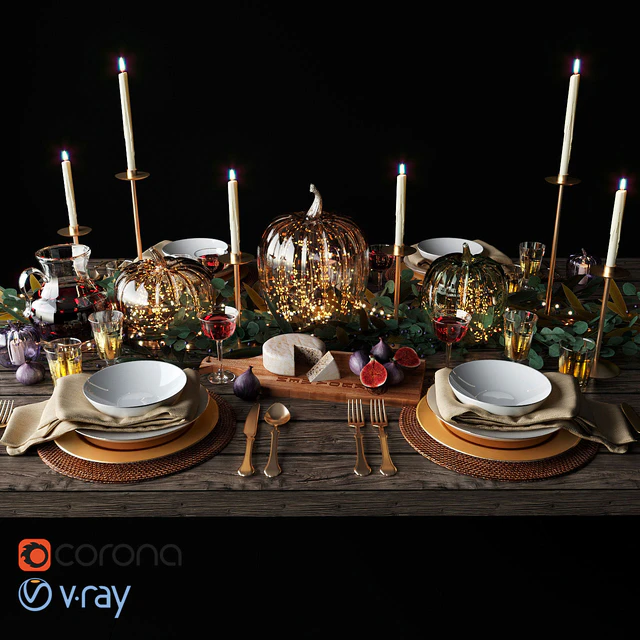 Autumn table setting with pumpkins — Descargar