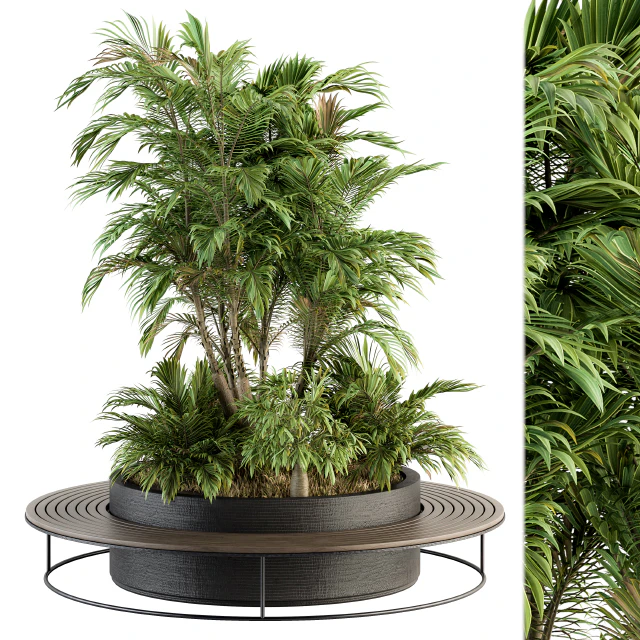 Urban Furniture / Architecture Bench with Plants- Set 16 — Descargar