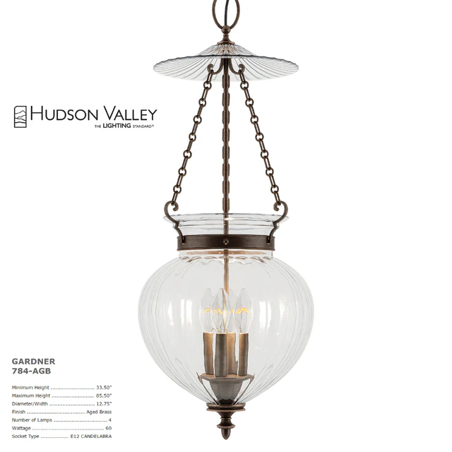 Hudson Valley Lighting GARDNER 784-AGB — Скачать