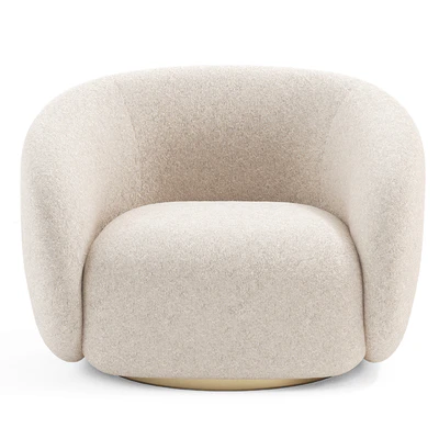 EICHHOLTZ Swivel Armchair BRICE Boucle Cream — Ver 5