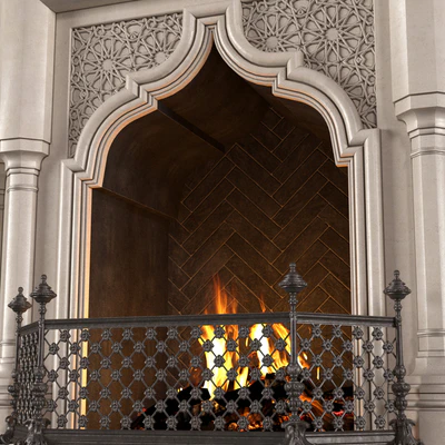Fireplace in oriental style. Arabic classic fireplace.Arabic Fireplace.Oriental Fireplace — Ver 4