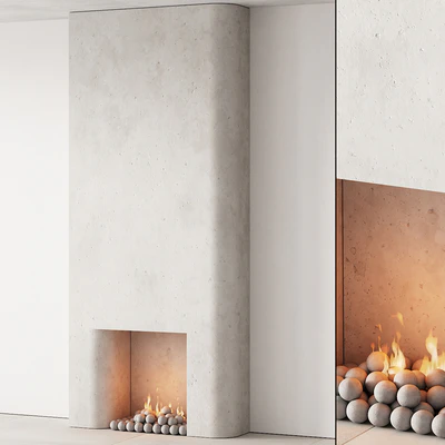 292 fireplace area decorative wall 10 tall chimney travertine stone 00 — Вид 3