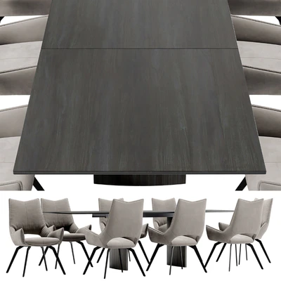 Dining chair BC1241 and table Meteor 180 — Ver 5