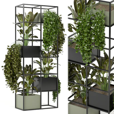 indoor plants in rusty concrete pot on metal shelf - Set 122 — Ver 1