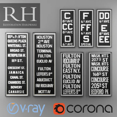RH SUBWAY SIGN ART SET — Ver 1