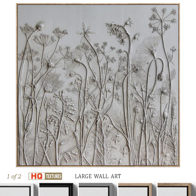 Textural Plaster Wildflowers Boho Wall Art C-508 — Descargar
