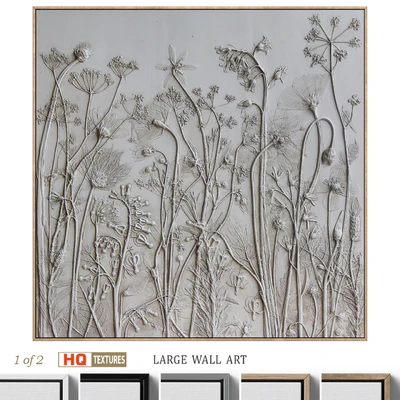 Textural Plaster Wildflowers Boho Wall Art C-508 — Ver 1