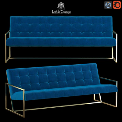 Navy Velvet Apartment Sofa — Ver 1