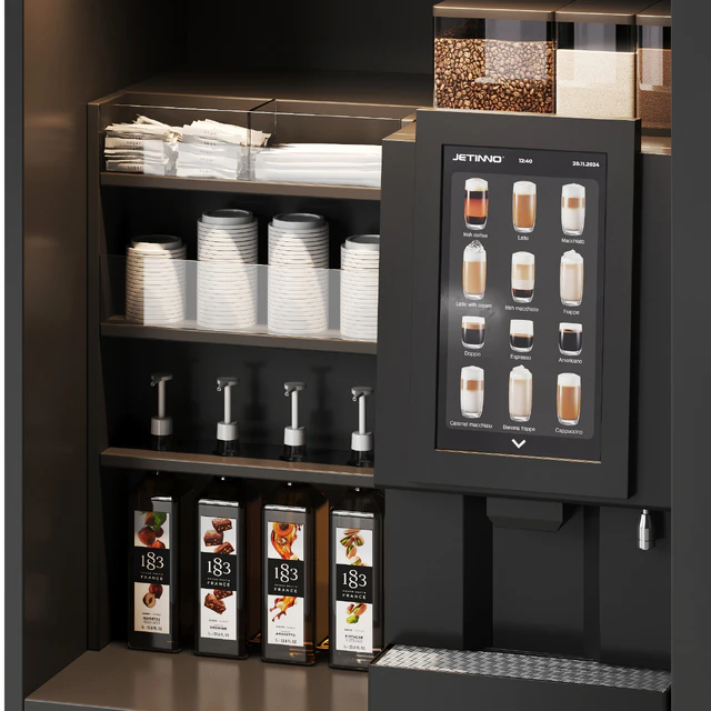 Coffee vending machine. Coffee to go. Self-service coffee shop. Vendor point — Download