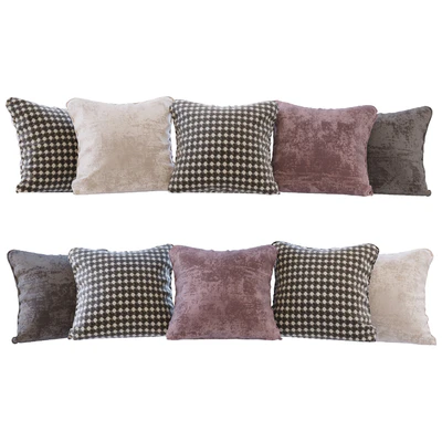 Набор подушек: бежевый, бордовый, коричневый бархат и Paglia di Vienna (Pillows beige burgundy  brown velvet and Paglia di Vienna) — Вид 1