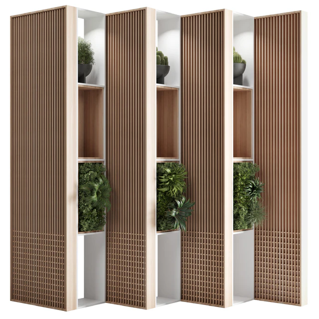 Wooden Partition With Plant 01 — Descargar