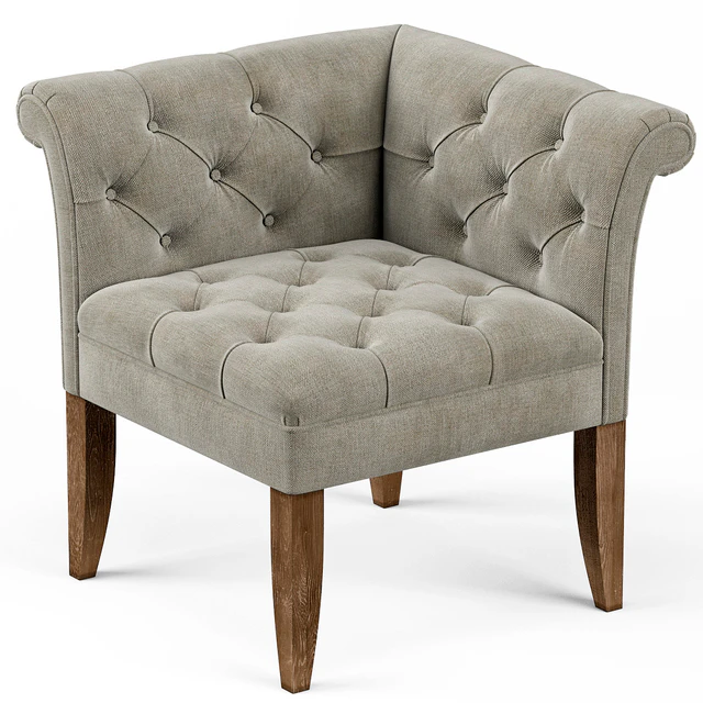 Trenton French Country Tufted Beige Linen Corner Chair — Скачать