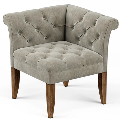 Trenton French Country Tufted Beige Linen Corner Chair — Вид 2