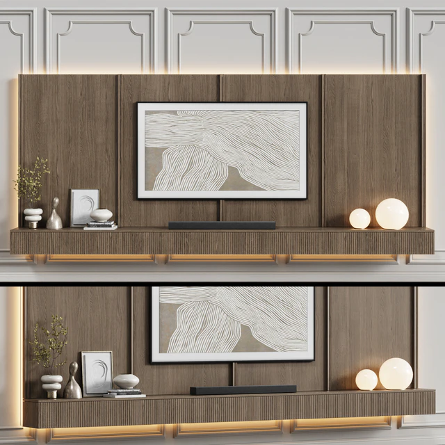 TV wall in neoclassical style with decor 08 — Descargar