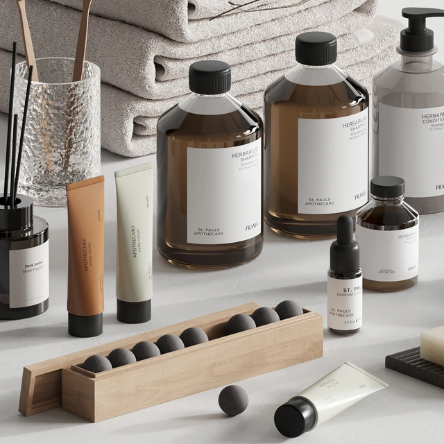 Bathroom accessories set with branch — Descargar