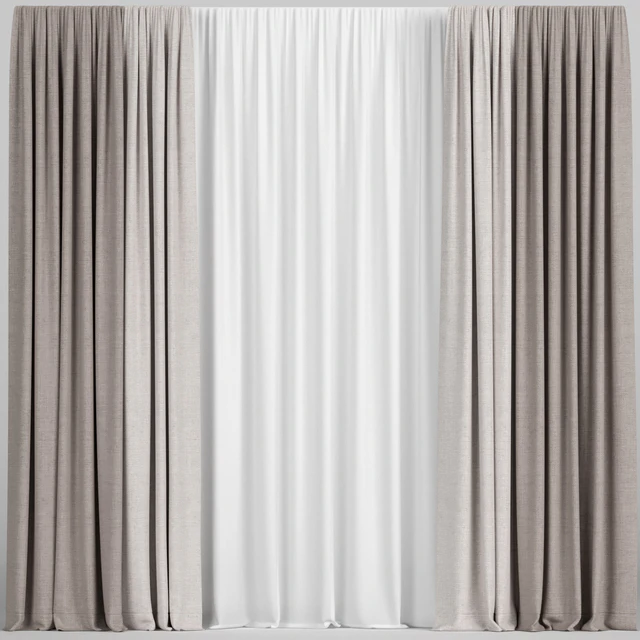 Light brown curtains with tulle. — Descargar