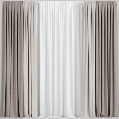 Light brown curtains with tulle. — Ver 1